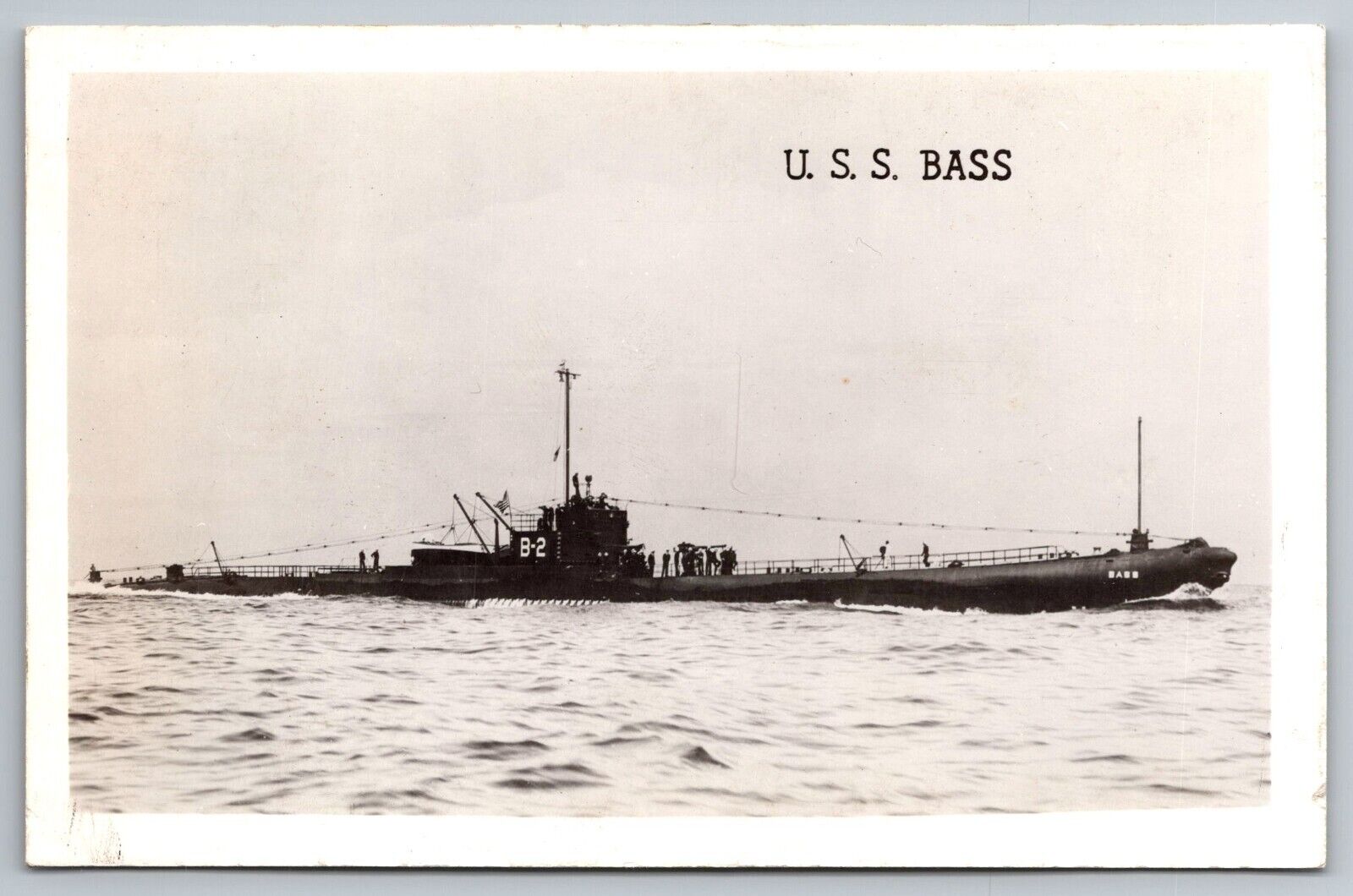 U.S.S. Bass. Naval Ship. Real Photo Postcard. RPPC
