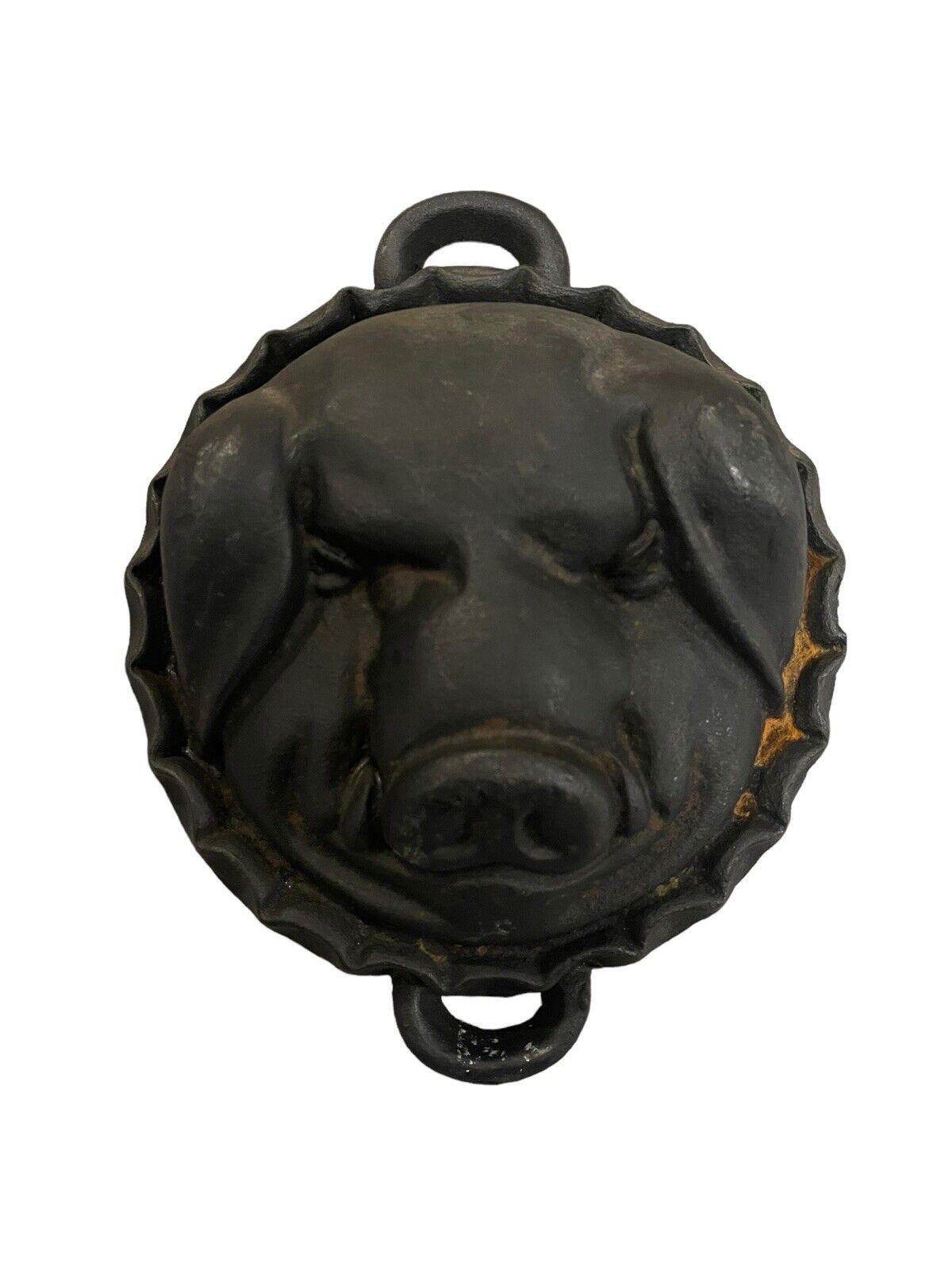 Vintage Cast Iron Pig Face Cheese Mold Hog Head Baking Pan Wall Hanging Heavy