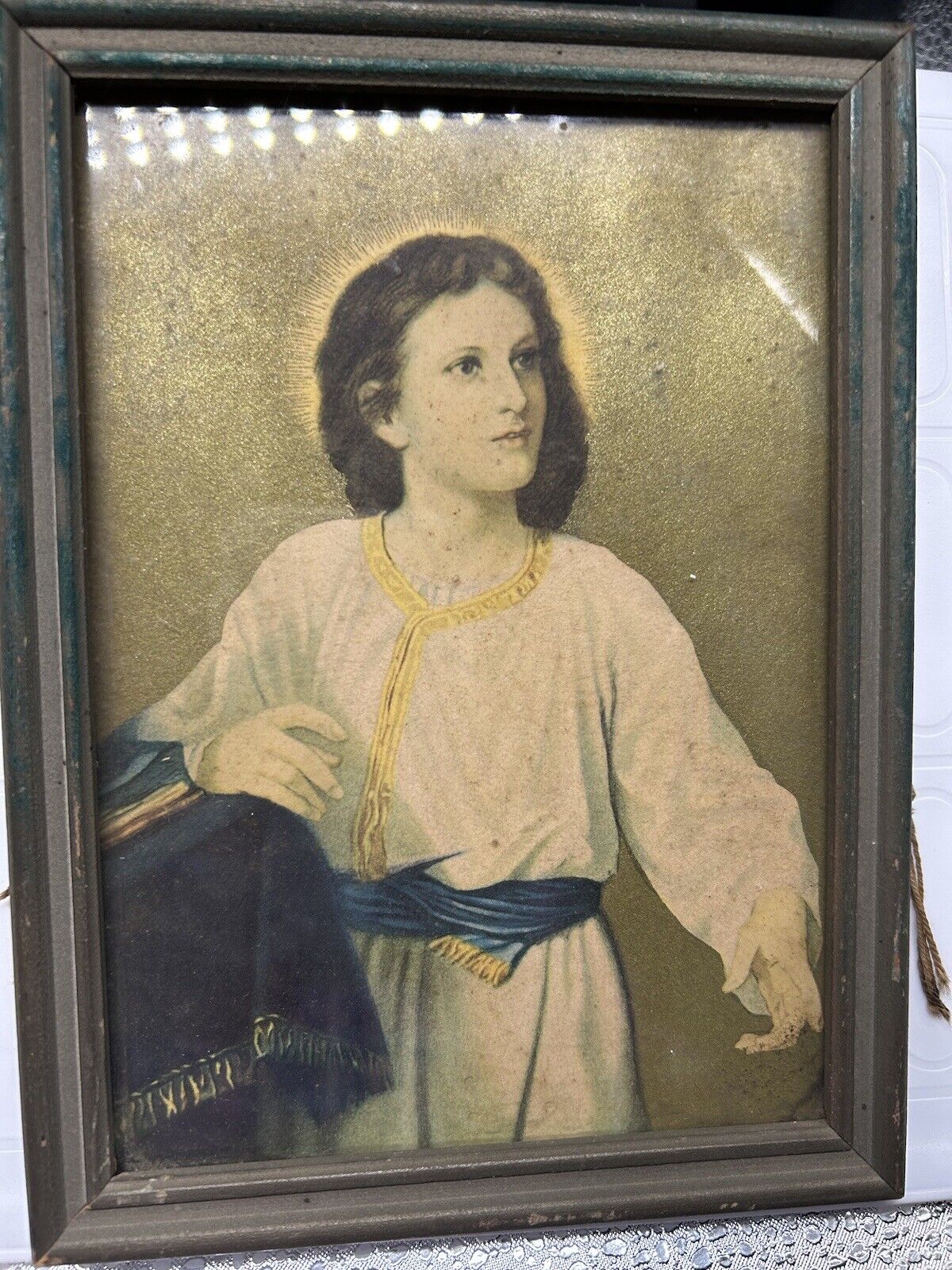 JOHNSON GORDON CO Print Wooden Picture Frame Young Jesus Vintage