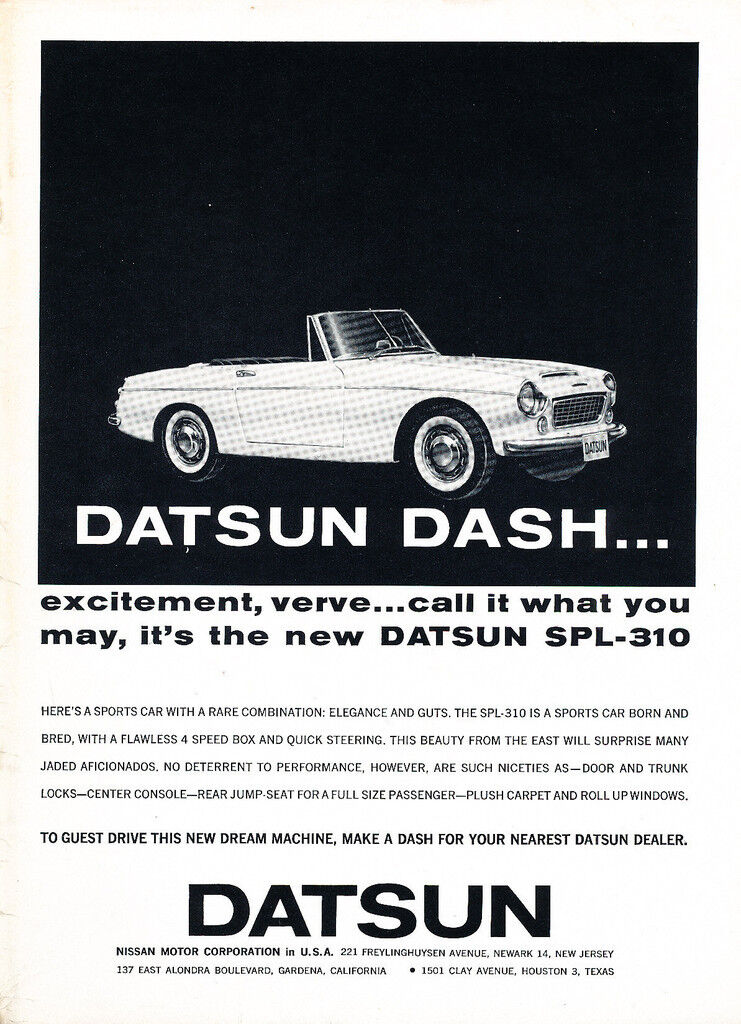 1963 Datsun SPL-310 Sports -   Vintage Car Advertisement Ad J54