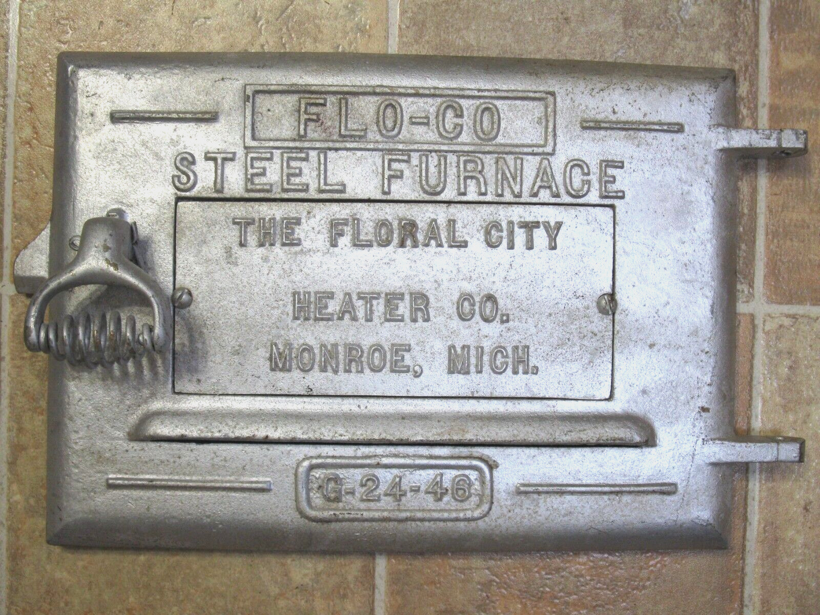 Cast Iron Stove Door ONLY Flo-Go Steel Furnace Floral City Heater Co Monroe MI