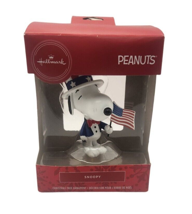 Peanuts Snoopy for President Hallmark 2020 USA Flag 4th July Christmas Ornament