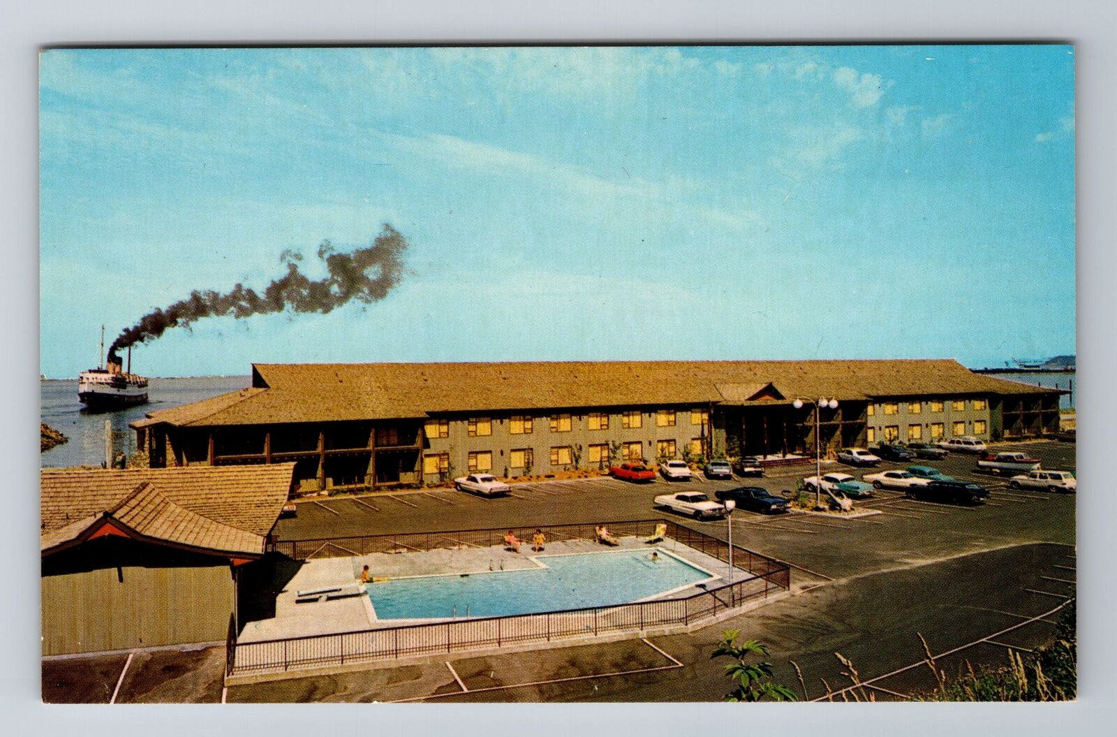 Port Angeles WA-Washington, Bayshore Inn, Advertising, Vintage Souvenir Postcard