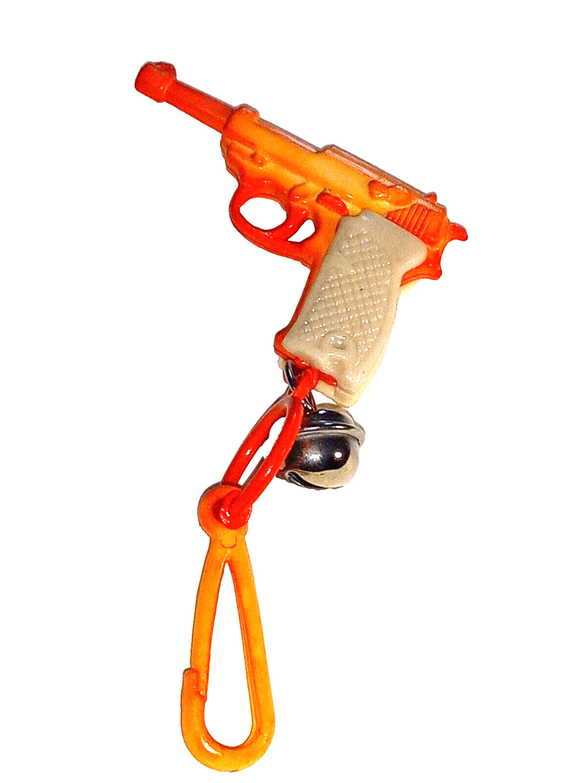 Vintage 1980s Plastic Charm Orange Pistol Gun 80s Charms Necklace Clip On Retro