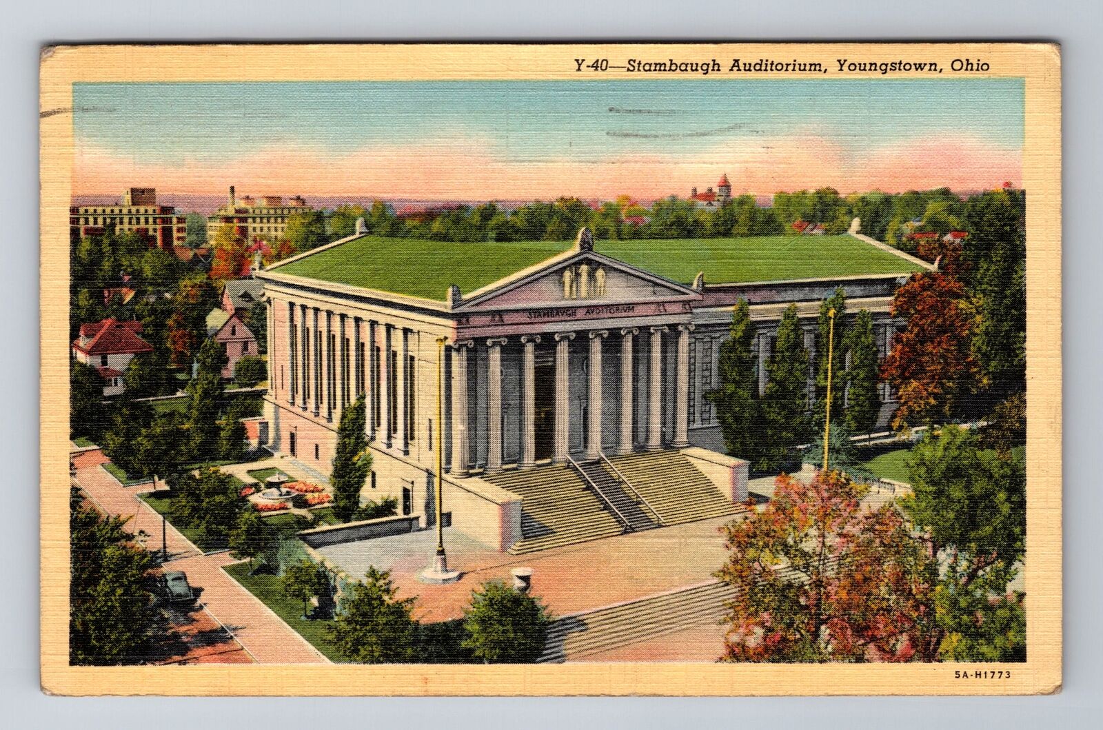 Youngstown OH-Ohio, Stambaugh Auditorium, Antique Vintage c1944 Postcard