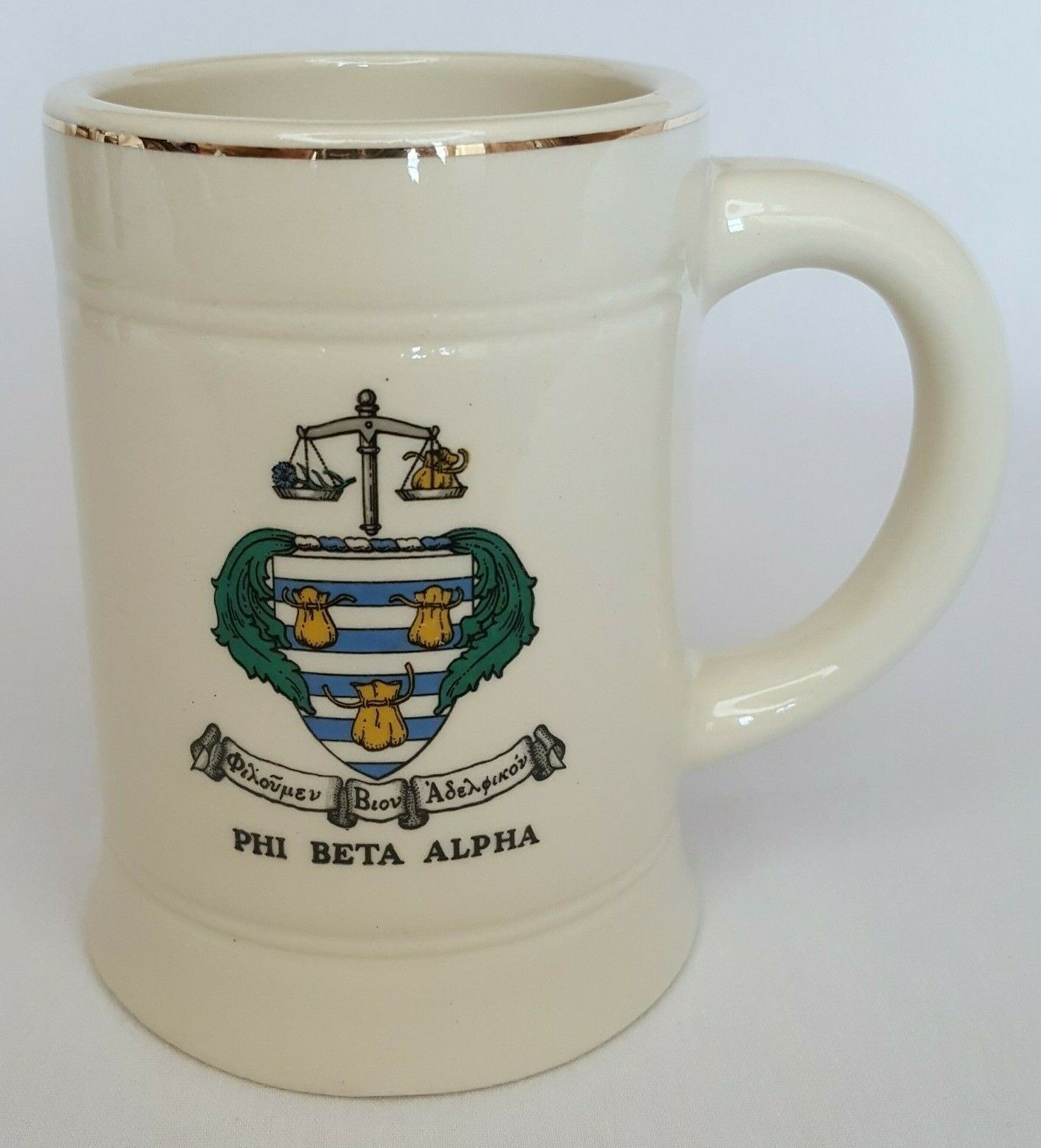 Vintage Phi Beta Alpha Sorority Stein, Tankard Cup Mug by Balfour Ceramic