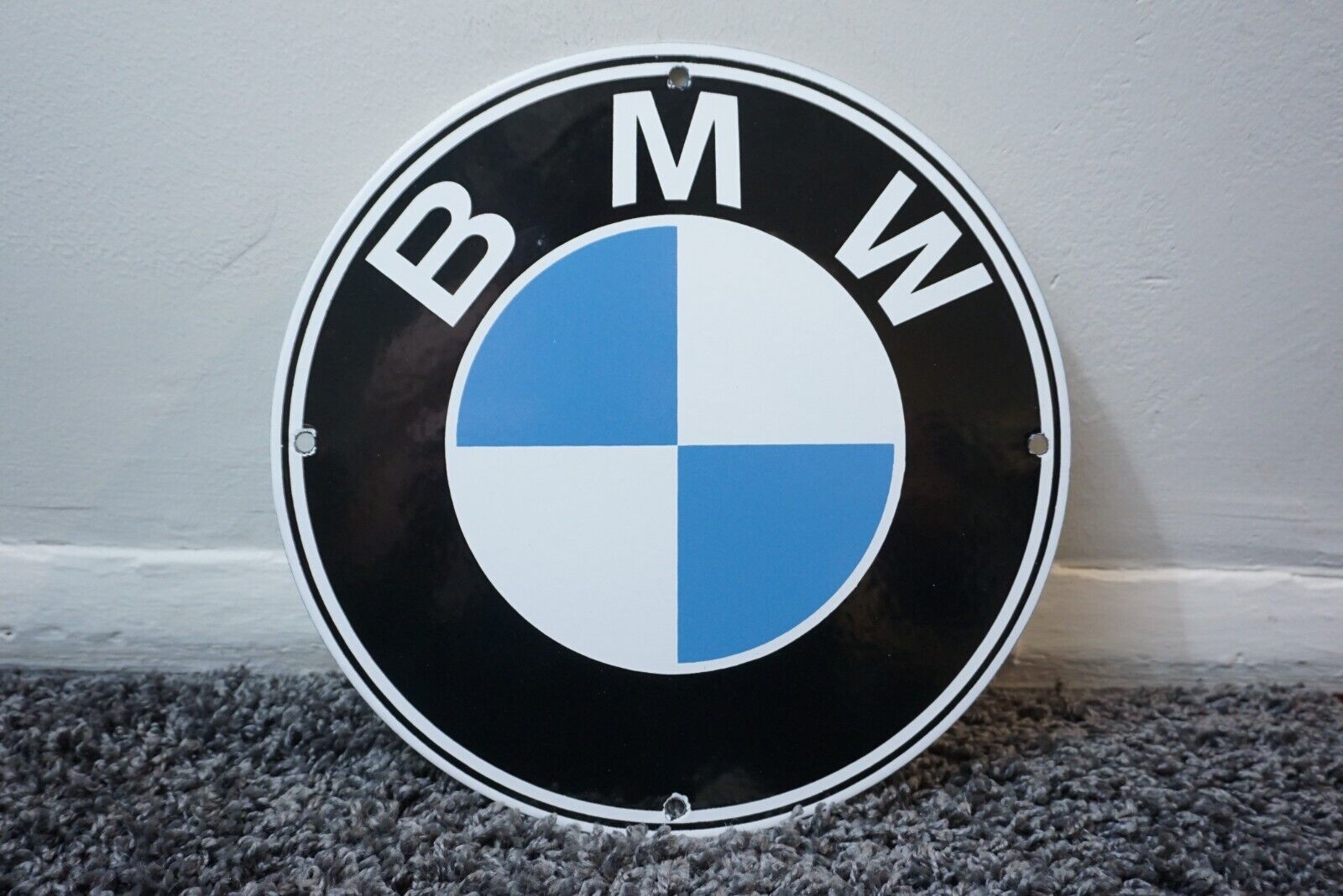 VINTAGE BMW PORCELAIN METAL GAS OIL RARE SIGN SERVICE STATION PUMP DEALER SALES