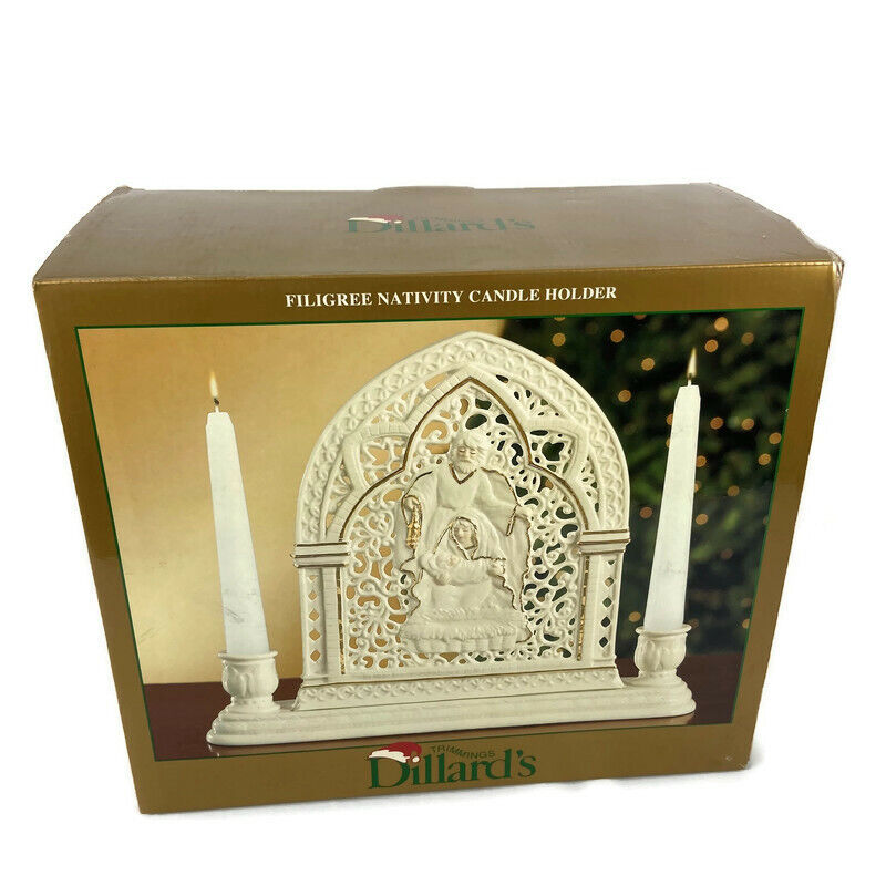 Vintage Filigree Nativity Candle Holder from Dillards Department Store Christmas