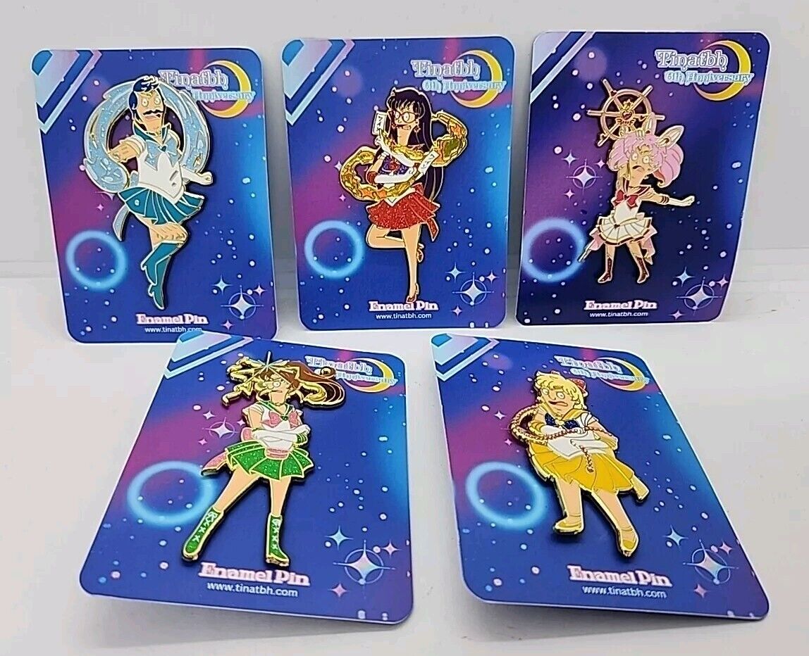NEW Lot of 5 Bobs Burgers Sailor Moon Enamel Pin Complete Set