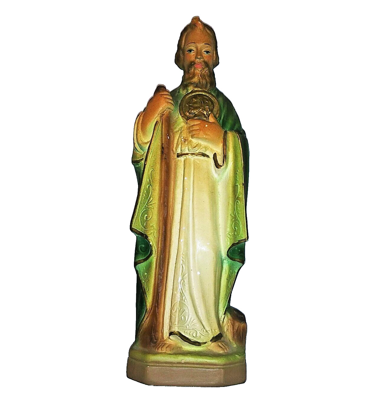 Vintage Religious Statue St Jude Ceramic Unglazed Bisque 9\
