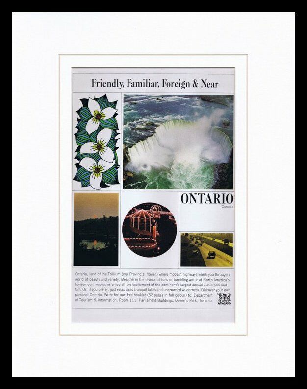 1963 Ontario Canada Travel Tourism Framed 11x14 ORIGINAL Vintage Advertisement