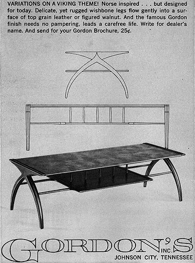 Gordon's Furniture Mid-Century Modern NORSE INSPIRED Johnson City 1959 Print Ad