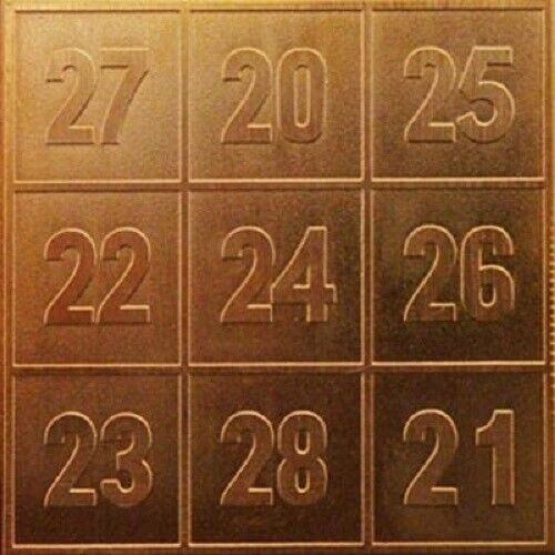 Pure Copper Metal Kubera Yantra for Wealth &Prosperity with Numerical 72, Card