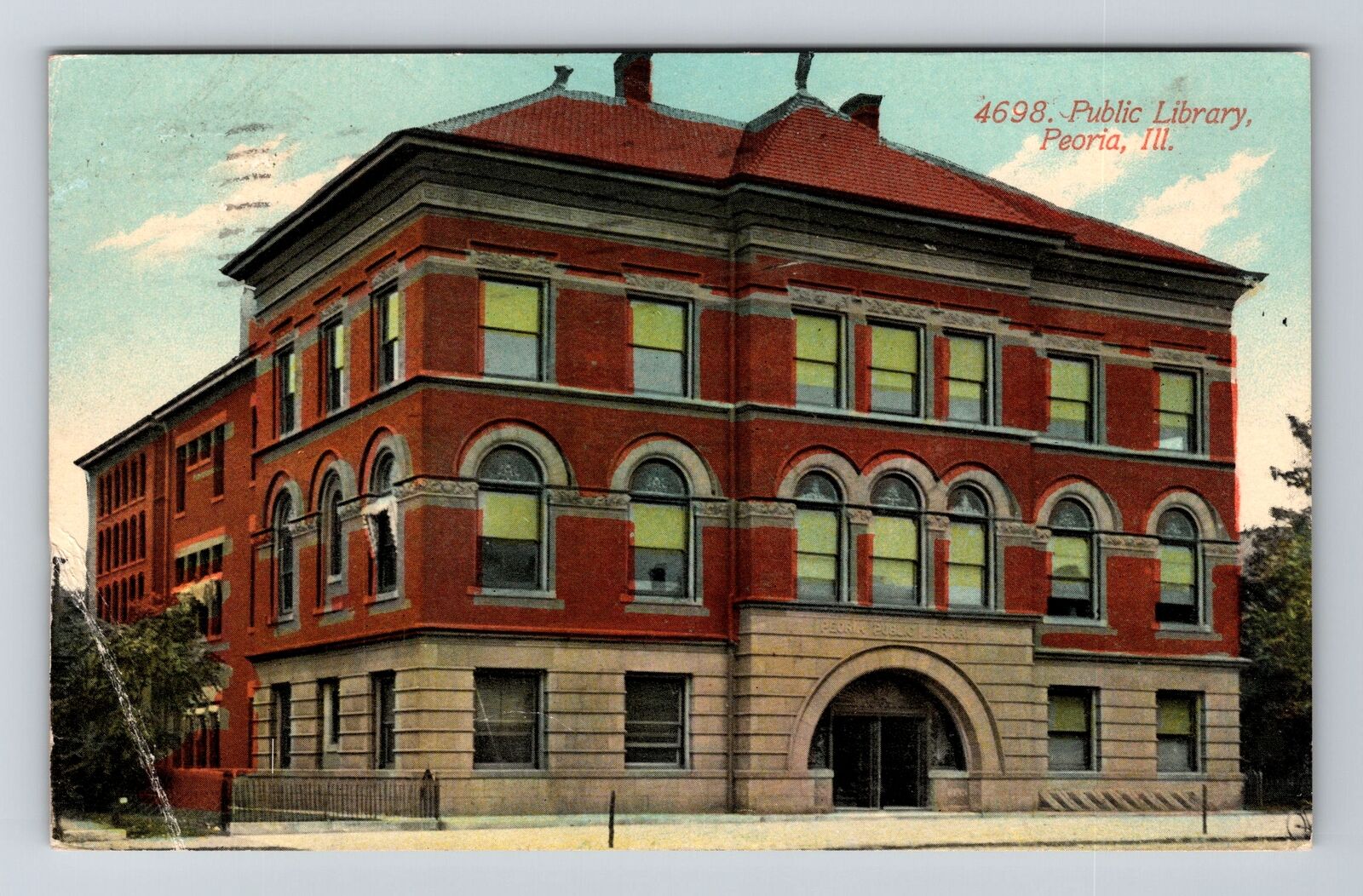 Peoria IL-Illinois, Public Library, c1911 Antique Vintage Souvenir Postcard