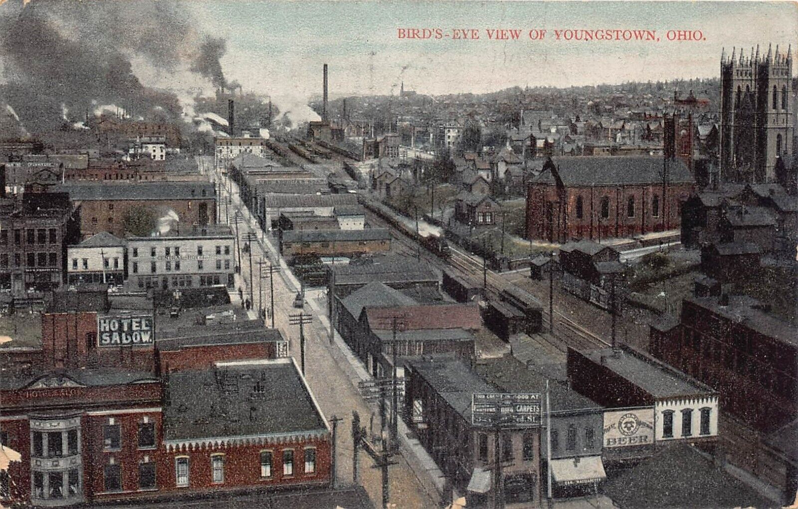 Youngstown OH Ohio Train Railway Railroad Station Depot c1908 Vtg Postcard V5