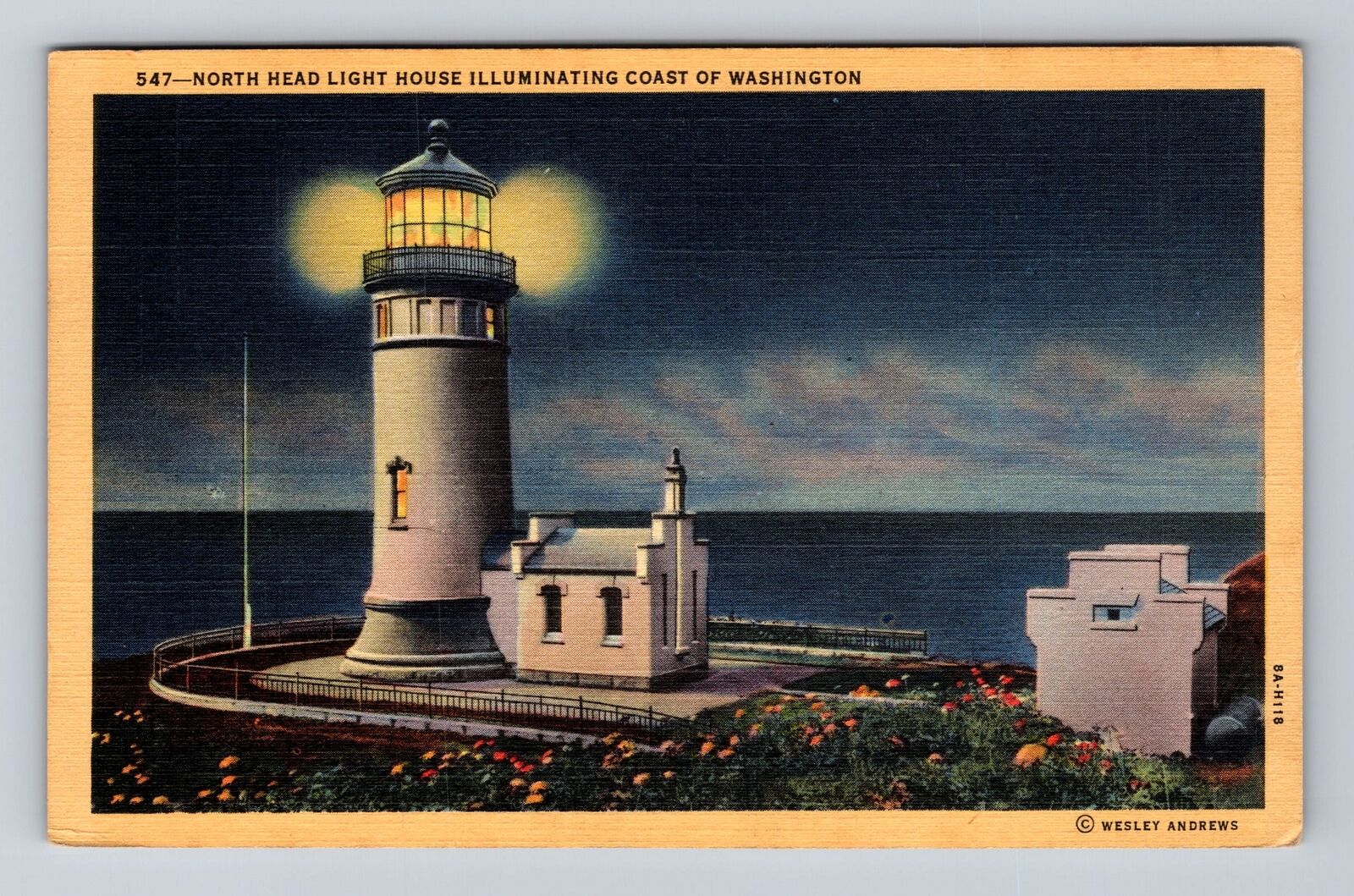 Ilwaco WA-Washington, North Head Light House, Antique Vintage Postcard