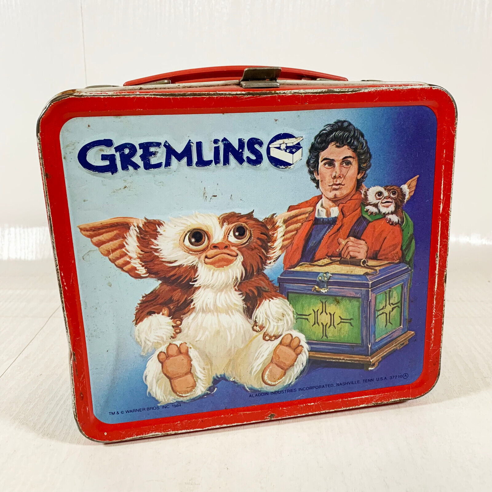 Vintage 1984 Gremlins Gizmo Metal Tin Lunch Box Aladdin - No Thermos