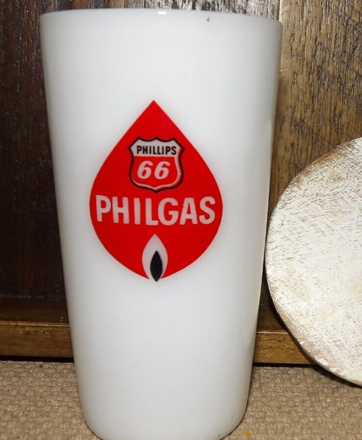 One Vintage Glass Phillips 66 Philgas Milk Glass Drinking Glass Federal￼