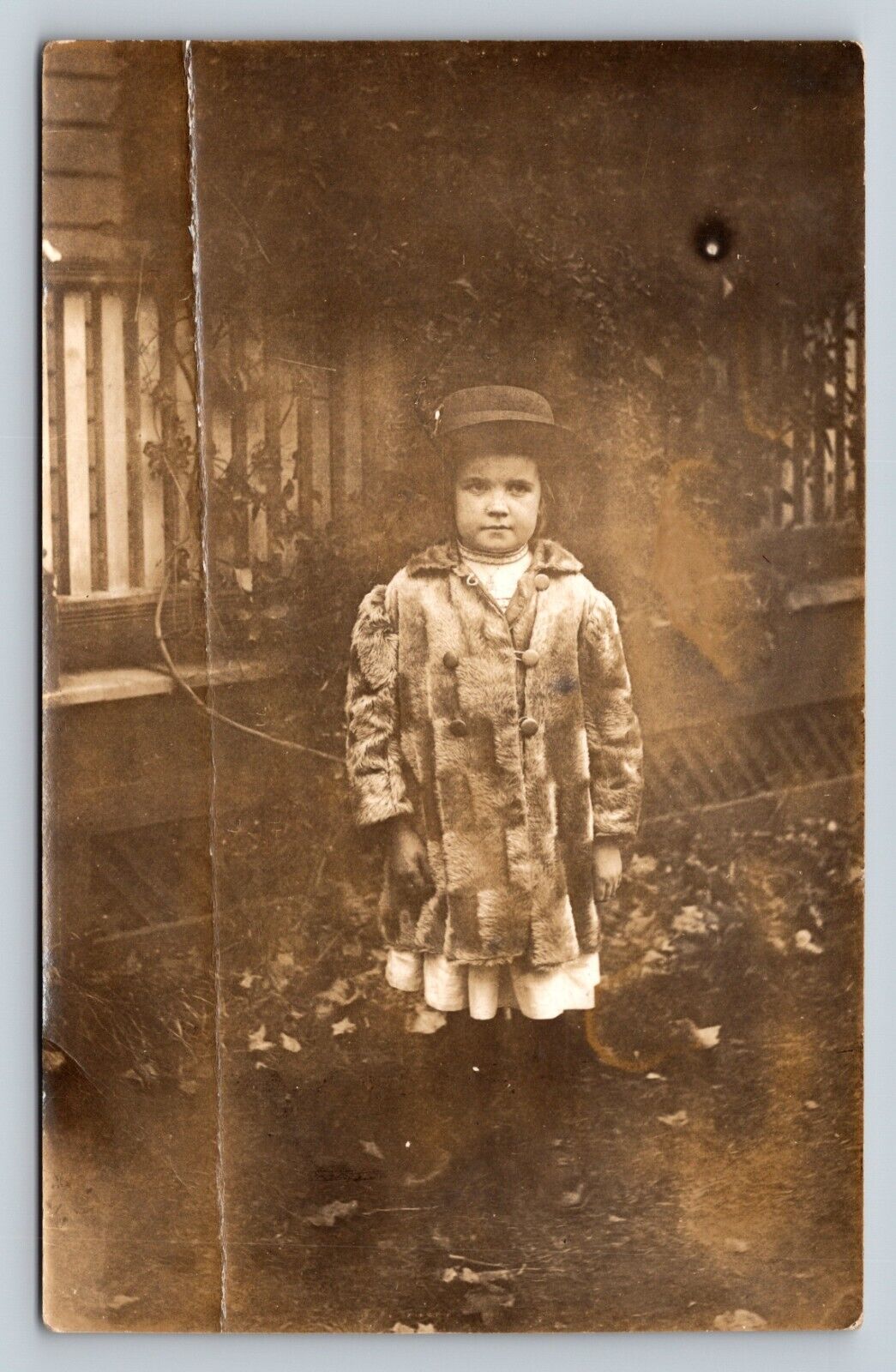 RPPC Girl Child Wearing Beautiful Fur Coat w/ Hat ANTIQUE Postcard NOKO 1907-20s