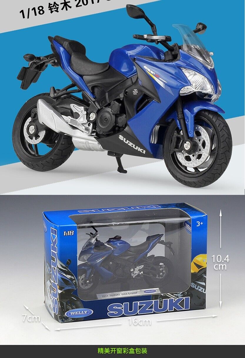 WELLY 1:18 SUZUKI GSX S1000F Blue MOTORCYCLE Bike Model collection Toy Gift NIB