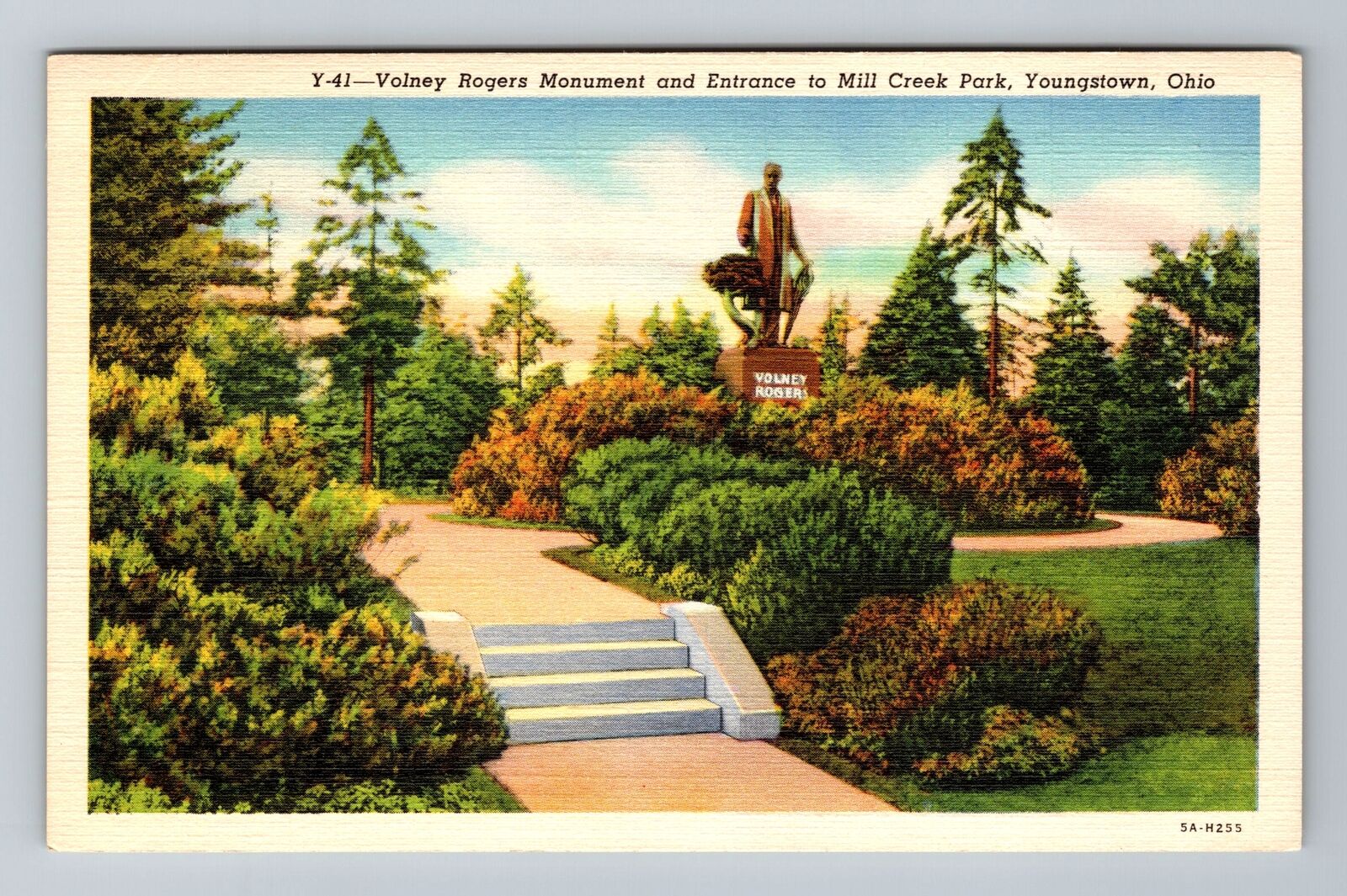 Youngstown OH-Ohio, Volney Rogers Monument, Mill Creek Park, Vintage Postcard