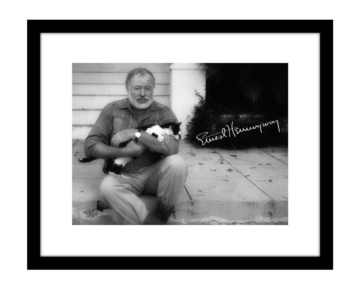 Ernest Hemingway 8x10 Signed photo print with cat autographed literature writer