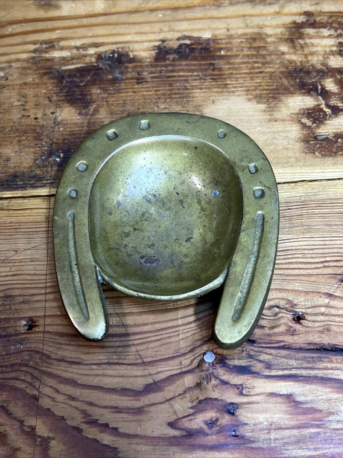Vintage Solid Brass Horseshoe Ashtray Trinket Tray 4”