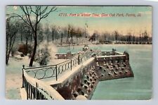 Peoria IL-Illinois, Fort In Winter Time, Glen Oak Park, Vintage c1914 Postcard picture