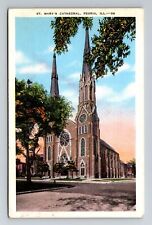Peoria, IL-Illinois, St Marys Cathedral Antique c1941, Vintage Souvenir Postcard picture