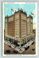 c1921 WB Postcard Chicago IL Sheridan Plaza Hotel at Wilson Old Cars picture