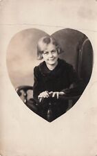 RPPC Cute Girl Portrait Heart Sassy Bob Cut CDV Early 1900s Photo Postcard D56 picture