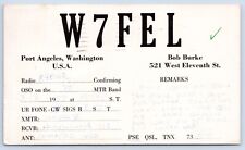 W7FEL Bob Burke: Port Angeles WA Clallam County QSL Ham Radio Card 1959 picture