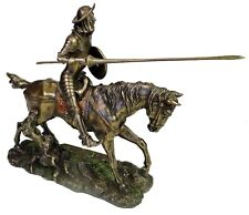 Don Quixote on Horse Jousting Sculpture Spanish Statue Antique Bronze Finish picture