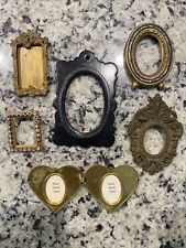 Vintage Lot Of 6 Small Brass / Wood Ornate Painted Picture Frame ROYAL HALLMARK picture