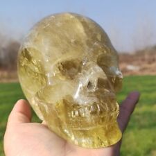 1.37kg Natural citrine skull Quartz Crystal carved skull Reiki healing WK555 picture