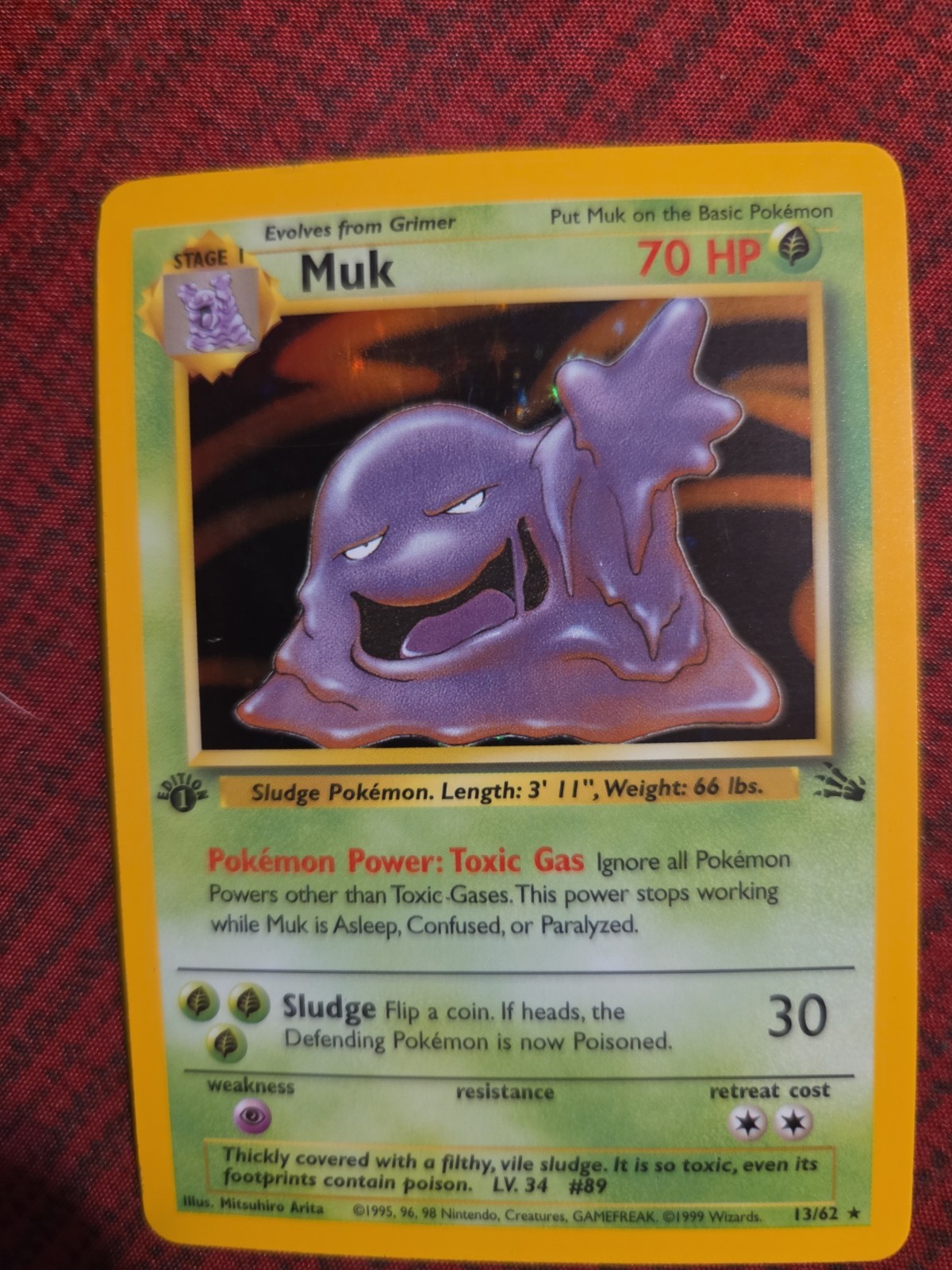 Pokemon Muk 13/62 1st Edition Fossil 1999 Holo 