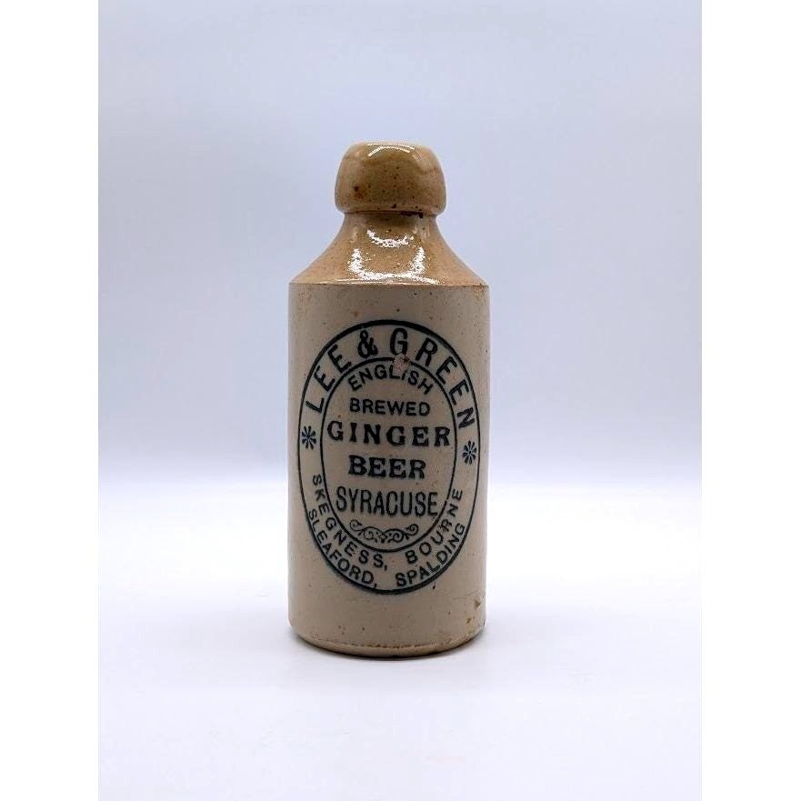 Antique Lee & Green Stoneware Ginger Beer Blob Top Bottle Buffalo NY Breweriana