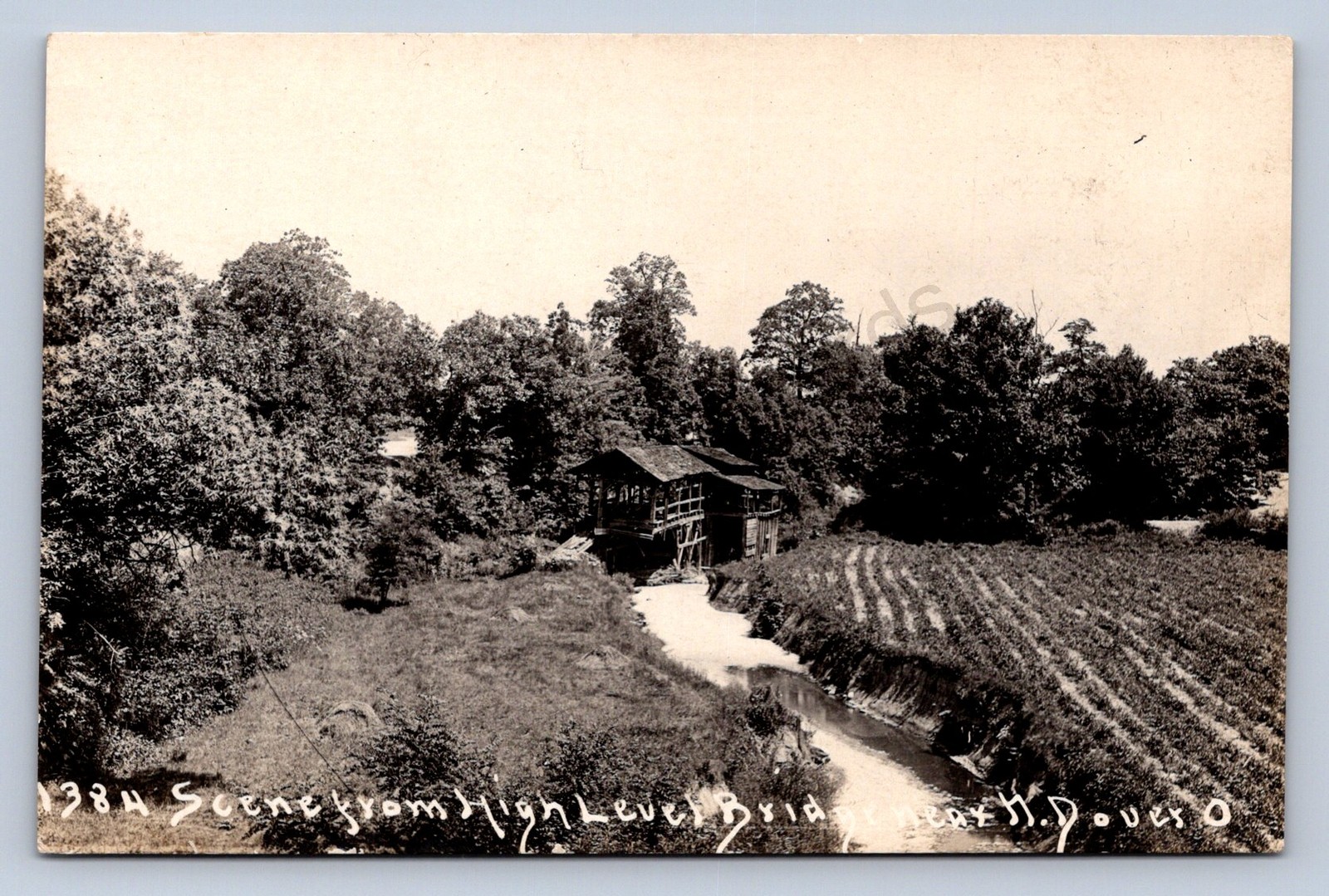 J87/ Dover Ohio RPPC Postcard c1910 Leiter Studio High Bridge Cuyahoga 1847