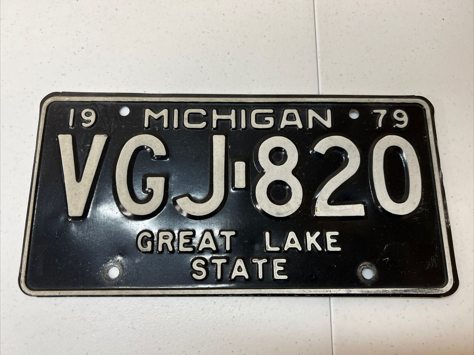 Vintage 1979 Michigan License Plate With Tags - VGJ 820