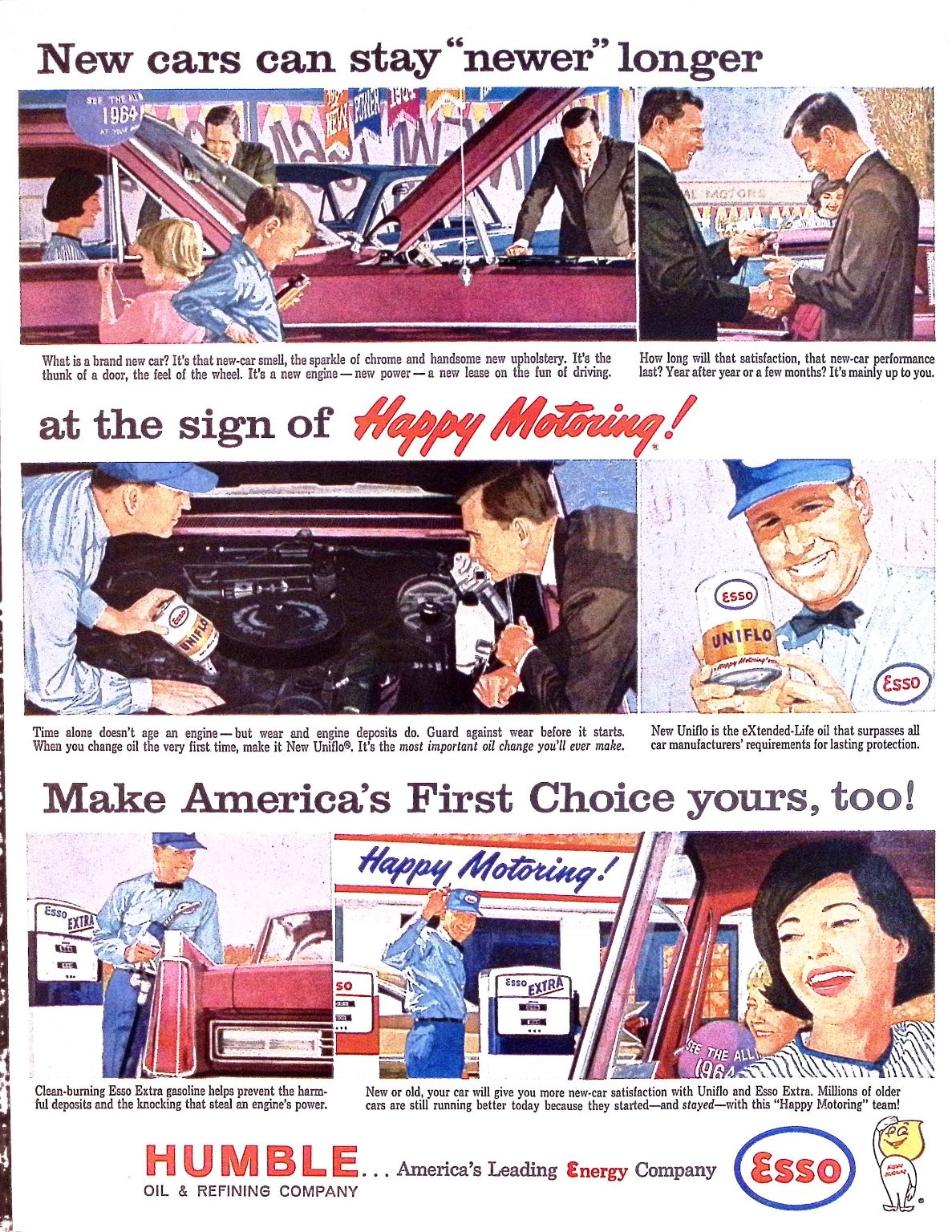 Esso Humble 1963 Vintage Magazine Ad Happy Motoring Car Auto Gas Oil Print