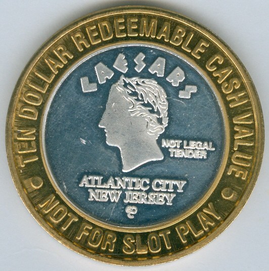 Atlantic City Caesars Palace $10 .999 Fine Silver Pennsylvania Silver Strike