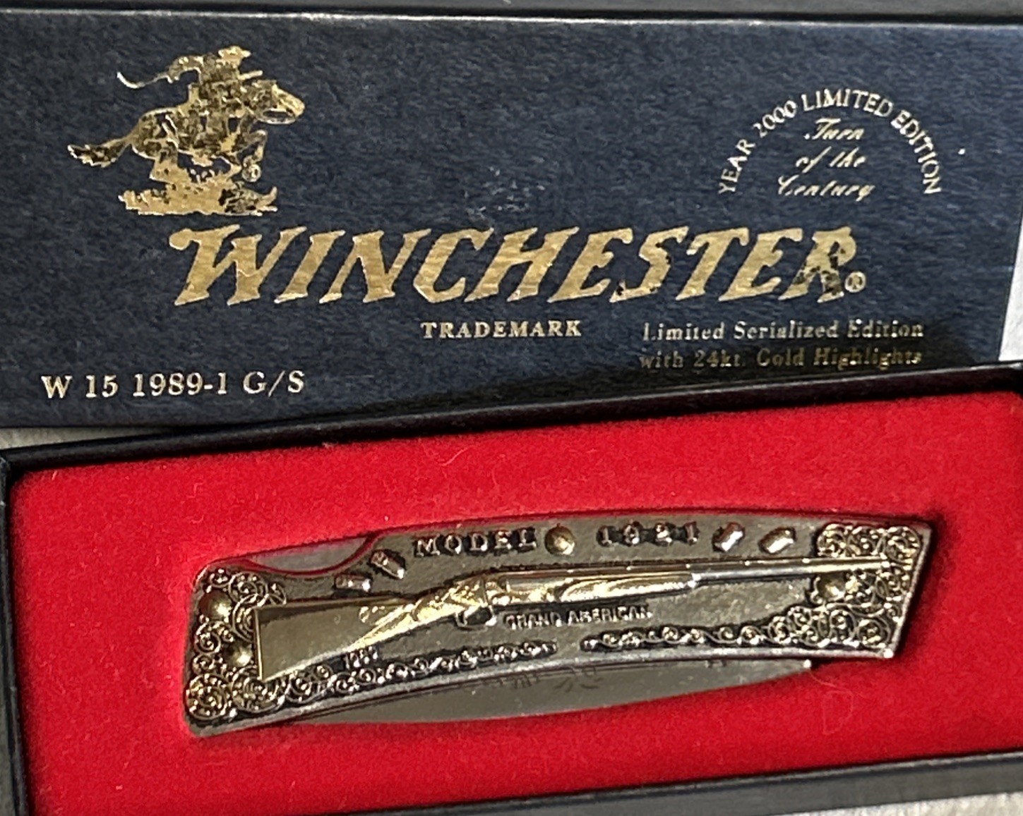 Vintage 2000 Winchester W15 1989-1 G/S Model 1921 Grand American 24K Gold No 217