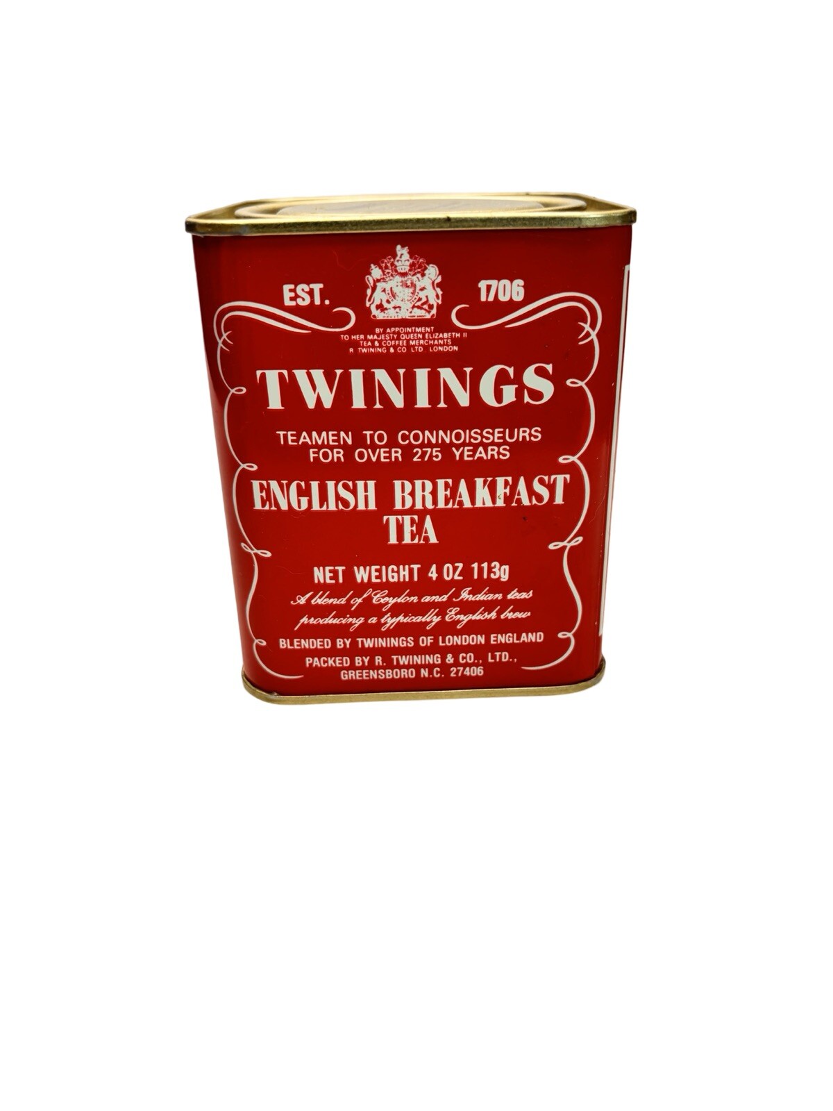 Vintage Twinings Tea Tin English Breakfast Tea Empty Red 3.5” Inch Nice EUC