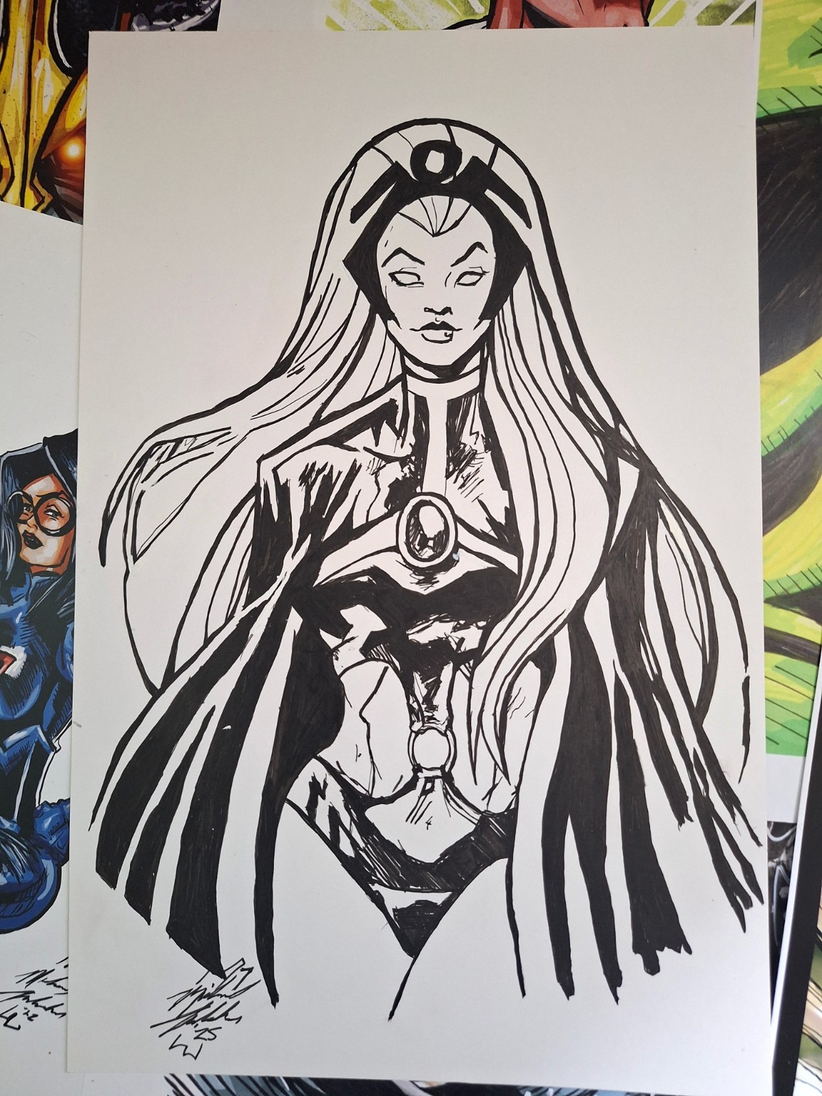 Storm comic 11x17 art Signed By Artist Michael Fulcher On Strathmore