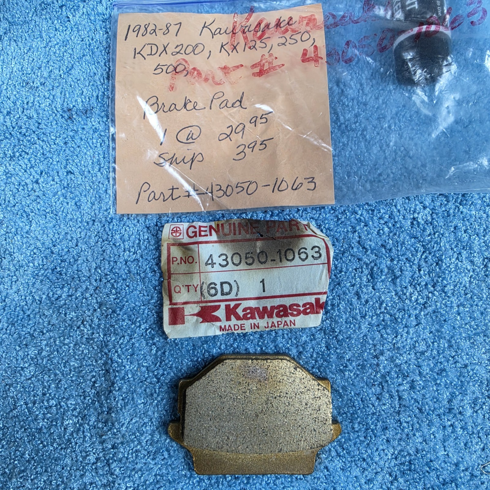 OEM Kawasaki Brake Pads 43050-1063 KDX200 KX125 KX250 KX500 1982-1987 NOS Genuin