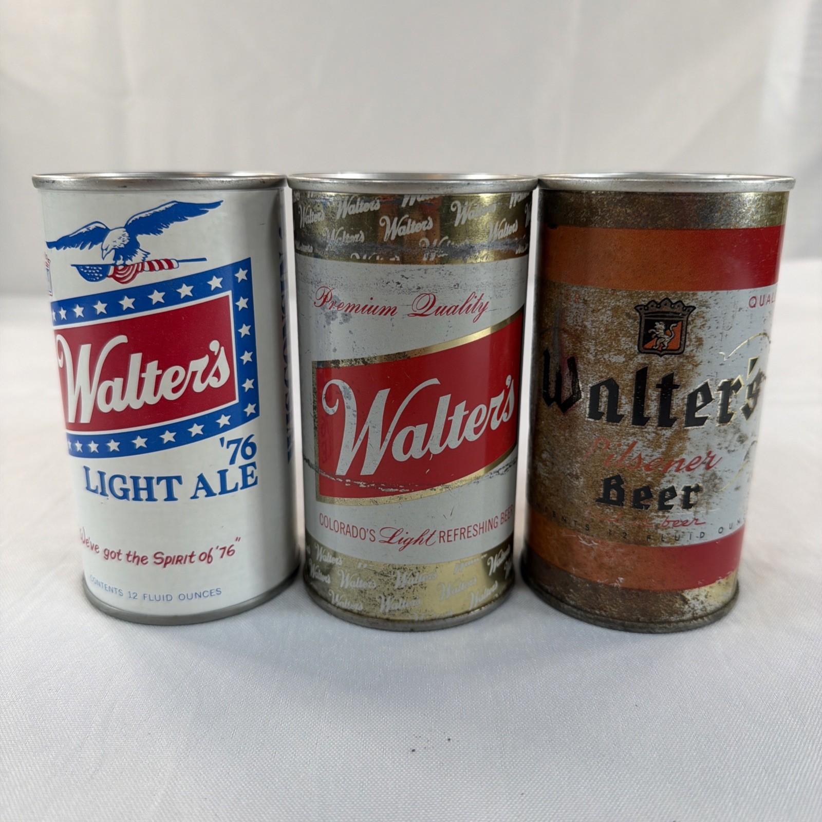 Vintage Walter’s Beer Cans Lot of 3 Light Ale Lager 1976 Bicentennial Pull Tabs