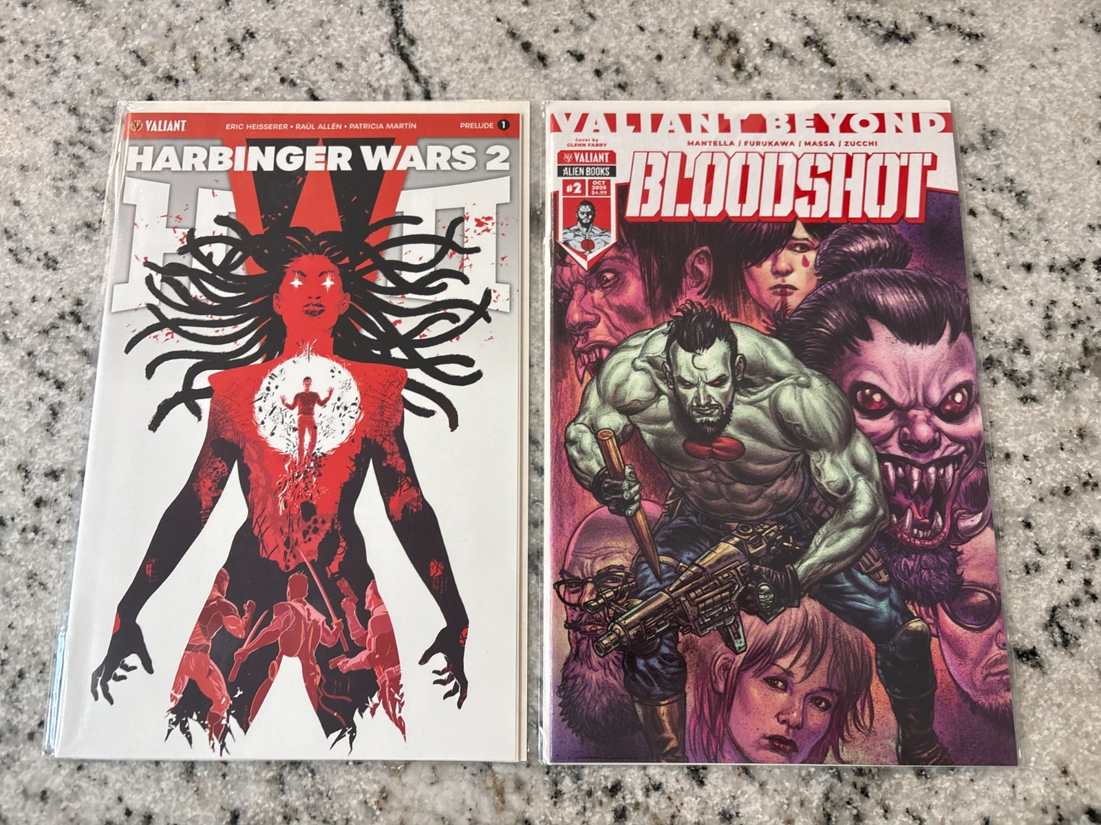 Lot Of 2 Valiant Comic Books Bloodshot # 2 + Harbinger Wars 2 # 1 NM 17 J435