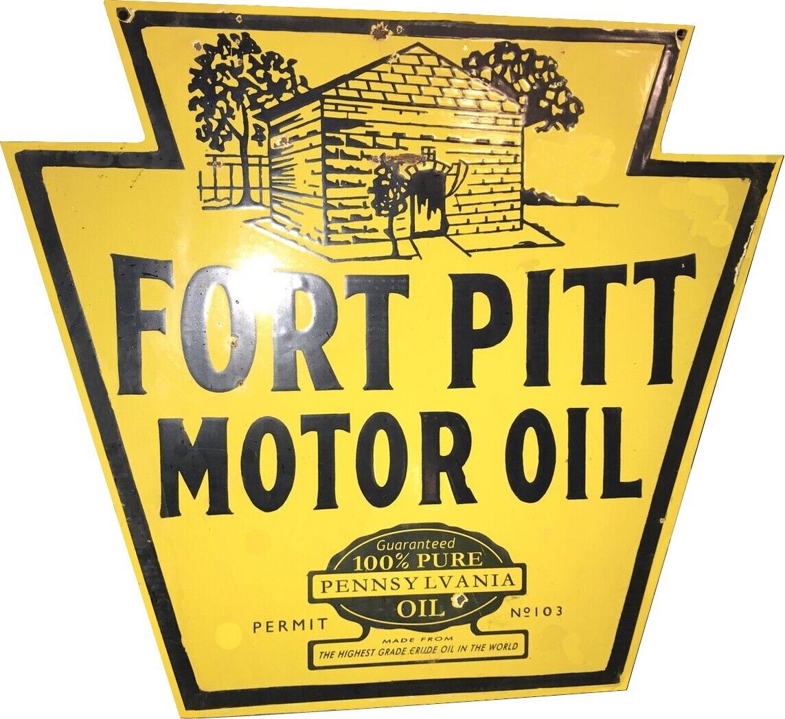 PORCELIAN FORT PITT  ENAMEL SIGN SIZE 24X26.5 INCHES DOUBLE SIDED