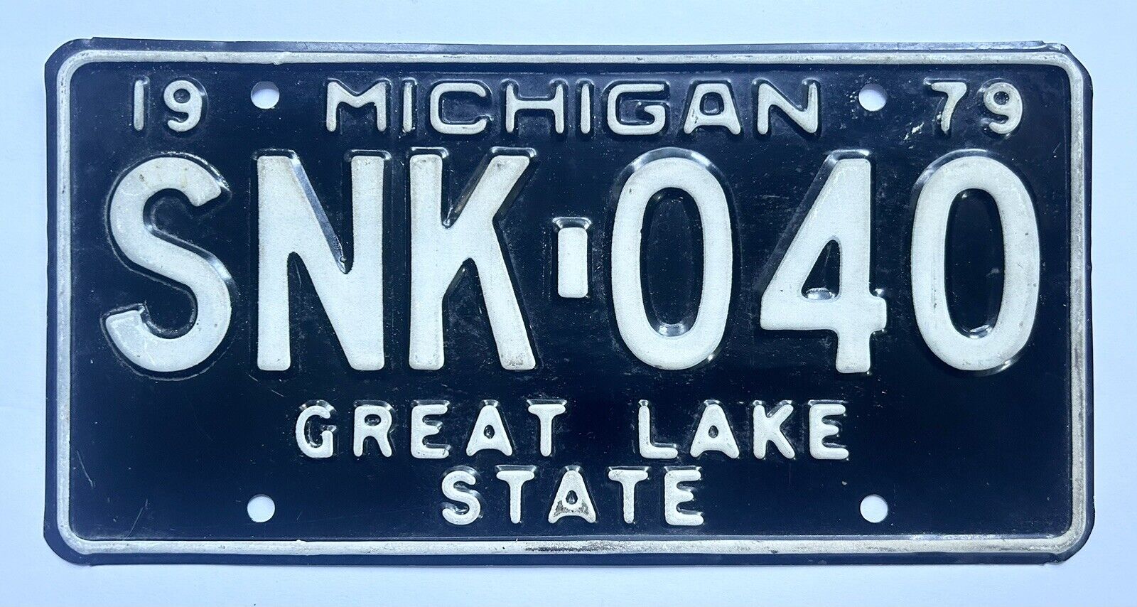 1979 Michigan License Plate # SNK 040 Great Lake State Vintage