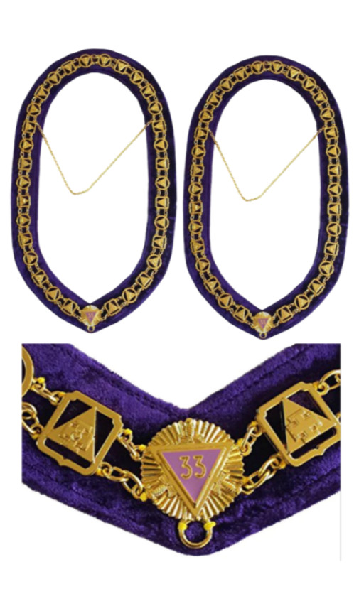 33rd Degree Scottish Rite Chain Collar Gold Plated - Masonic Freemason pack 2
